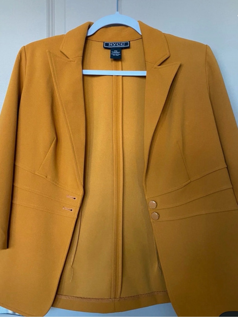 New York & Company Mustard Blazer with Notch Lapel